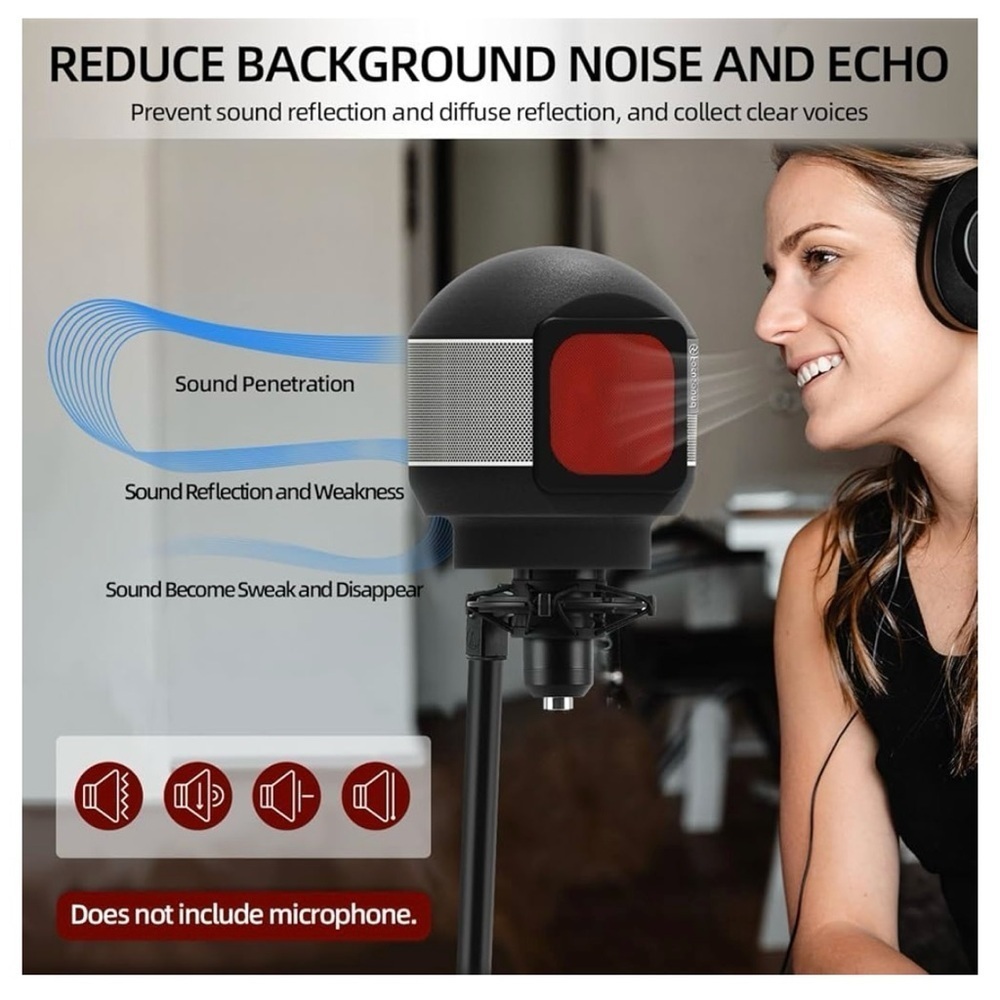 Portable Microphone Sound Shield - Black and Red